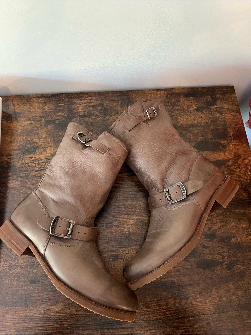 Frye Veronica Flex Short Taupe Leather Boots - Picture 10 of 13